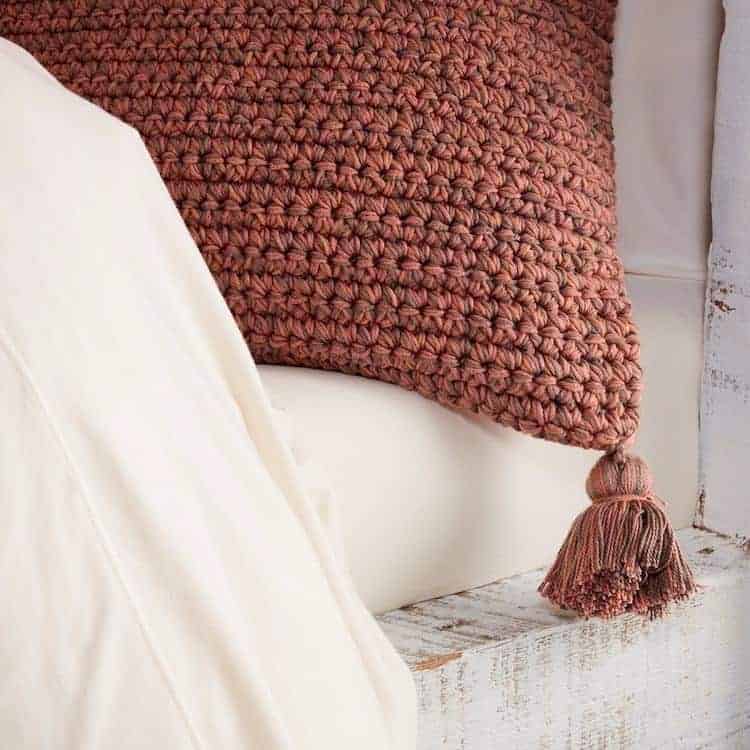 Crocheted Tassel Organic Pillow Cover